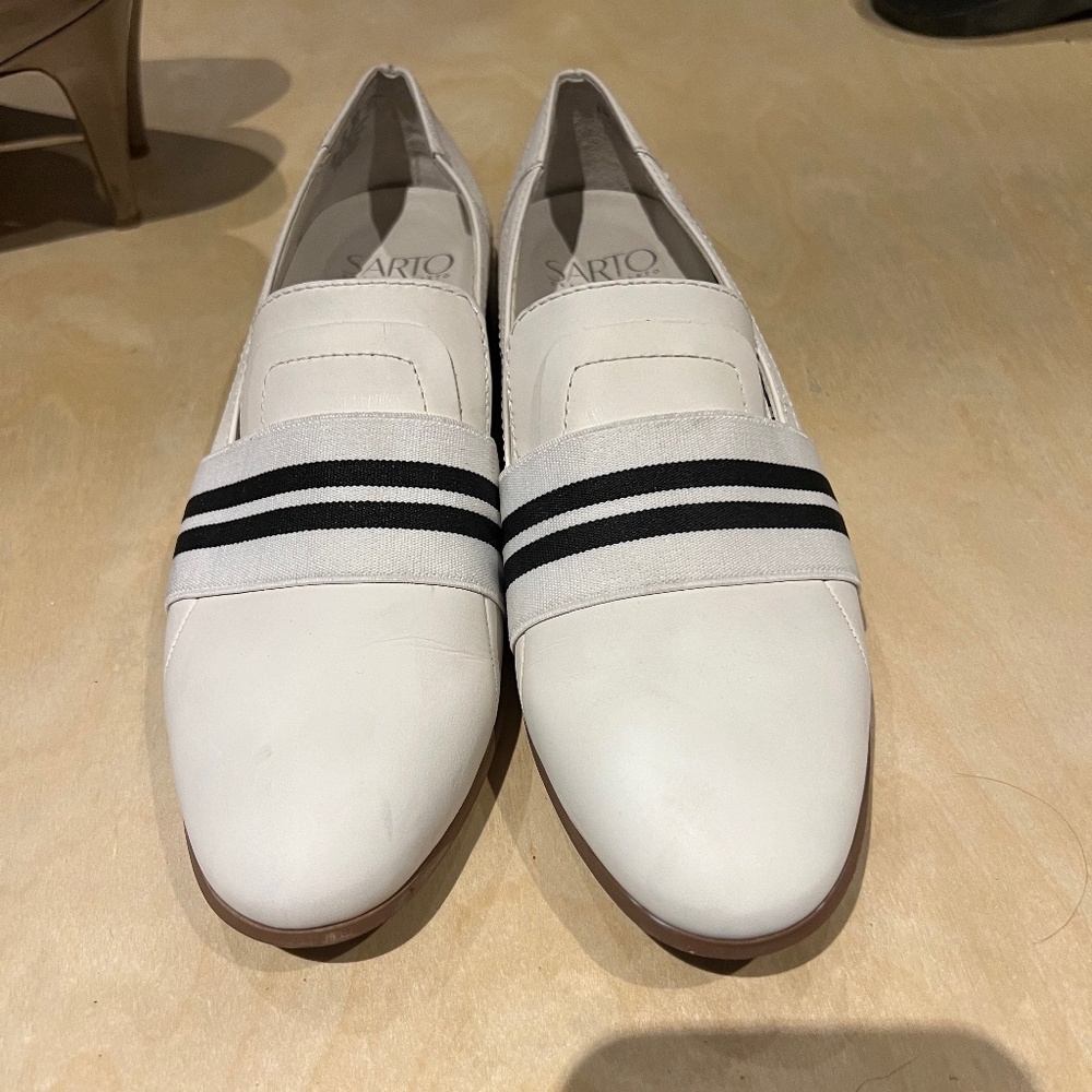 Franco Sarto white loafers
